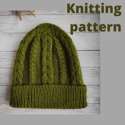 knitting pattern cable hat digital pdf warm hat knit pattern