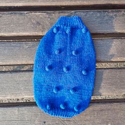 Knitted sweater for a dog Blue sweater for a small dog Dog clothes Warm sweater Dog sweater