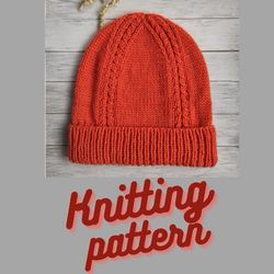 Knitting pattern hat digital PDF Hat knit pattern Knitting tutorial hats Warm hats knitting instructions