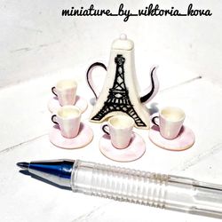 Dollhouse miniature 1:12 Dinner set, tea set, I love Paris
