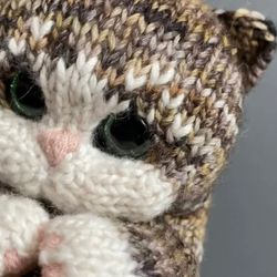 Knitted toy realistic tabby kitten to order