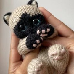 Knitted toy realistic siamese kitten to order