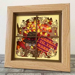 Thanksgiving Shadow Box SVG/ Holiday Turkey At The Window/ Gobble Til You Wobble Layered SVG/ For Cricut/ For Silhouette