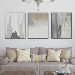 Neutral Print Abstract Painting Gray Artwork 3 Piece Art Concept Wall Art Downloadable Prints Abstract Pictures Triptych