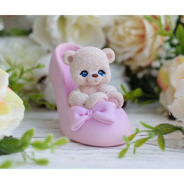 Silicone mold 3d Bear in a shoe for soap, candles, gypsum, - Inspire Uplift