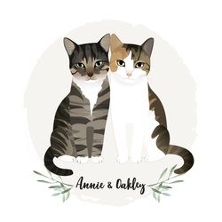 custom pet portrait, christmas portrait, digital illustration