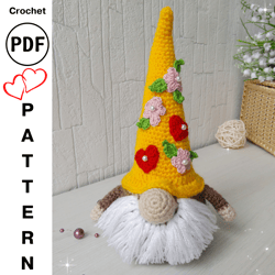 Crochet Pattern Cute Valentine Gnome