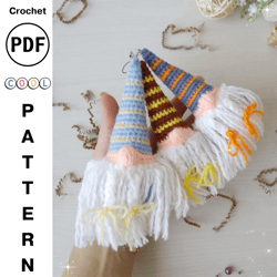 Crochet Pattern Gnome in striped hat, Gnome Keychain