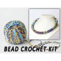 Blue necklace kit, Bead crochet kit, Kit to make beaded necklace, Jewelry making kit, Jewelry making supplies, Craft kit
