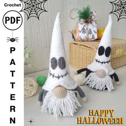 Crochet Pattern Gnome Ghost, Halloween Gnome