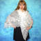 White embroidered Orenburg Russian shawl, Lace wedding shawl, Warm bridal cape, Hand knit cover up, Wool wrap, Handmade stole, Kerchief, Big scarf 5.JPG