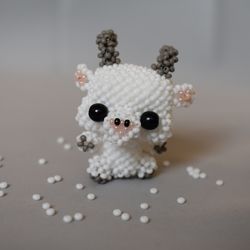 beaded goat as figurine. can be make as beaded keyring. goat keychain, beaded animal gift.