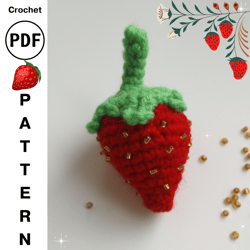 Crochet Pattern Amigurumi Strawberry, Beginner Amigurumi Food