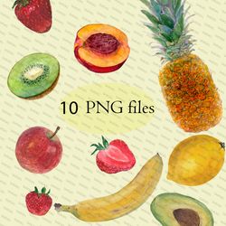 fruits watercolor cliparts download