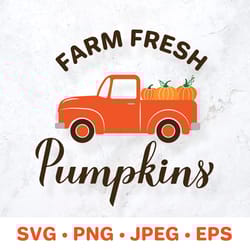 farm fresh pumpkins svg. retro truck. farm sign