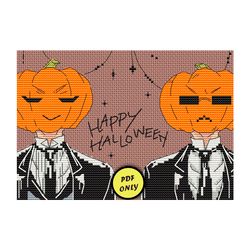 Anime cross stitch pattern Black Butler PDF Halloween Spider Pumpkin