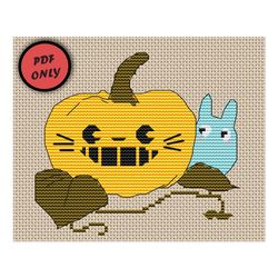Anime cross stitch pattern Totoro Halloween Small design Ghibli PDF