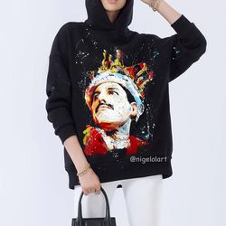 Freddie Mercury Queen Hoodie Jeans jacket Portrait Personalized jacket portrait from photo Gift ideas