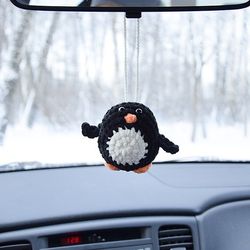 penguin plush car charm Valentines gift, penguin hanging decor gift, kawaii penguin toy car accessories mothers daygift
