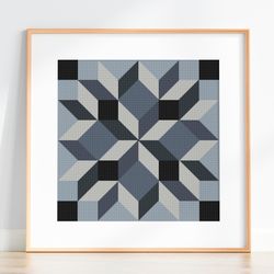 Geometric cross stitch pattern, Counted cross stitch Patchwork, Monochrome embroidery digital pattern, PDF