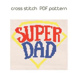 super dad cross stitch, easy cross stitch pattern, pdf pattern /123/