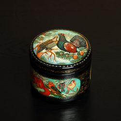 Winter Wildlife Lacquer box hand painted decorative art Christmas gift