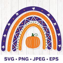 halloween rainbow svg. purple orange halloween decor
