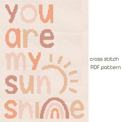 You are my sunshine, Easy cross stitch pattern, PDF Pattern /124/