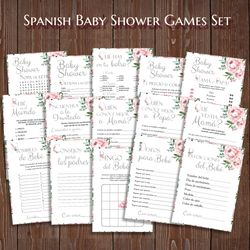 Juegos de Baby Shower, Peony Spanish Baby Shower Games, Juegos para Baby Shower, Es Nina Juegos, Bingo, Sopa de letras