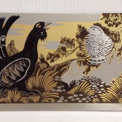 Antique Russian Painting Capercaillie. Soviet Engraving on Steel