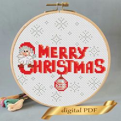 christmas pattern pdf cross stitch, easy embroidery santa