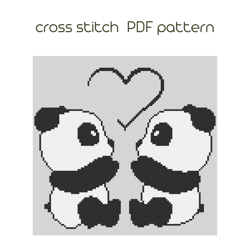 Panda cross stitch, Animal cross stitch pattern, Cross stitch for beginner, PDF Pattern /126/