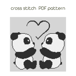 panda cross stitch, animal cross stitch pattern, cross stitch for beginner, pdf pattern /126/