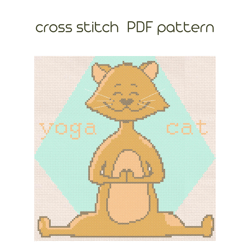 Yoga cat cross stitch, Animal cross stitch pattern, Cross stitch for begginer, Easy xstitch, PDF Pattern /127/