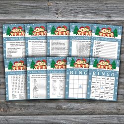 Christmas Fox baby shower games bundle,Christmas animals Baby Shower games package,9 Printable Games-266