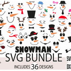 Bundle Christmas Svg, Snowman Face Svg, Snowman Svg files, Digital download