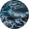 Abstract blue seascape wave oil painting on round canvas.jpg