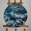 Abstract seascape wave oil painting on round canvas.jpg