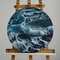 Abstract seascape wave oil painting on round canvas.jpg