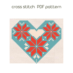 Christmas heart cross stitch pattern Cross stitch for beginner Easy cross stitch Instant Download /132/
