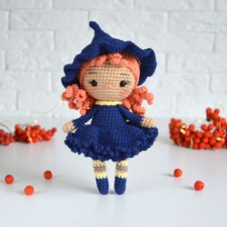 DIY PDF crochet amigurumi pattern Halloween Little Witch doll