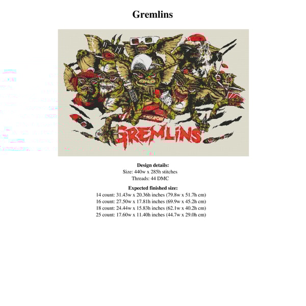 Gremlins Cross Stitch Pattern / Yoda Cross Stitch Pattern / | Inspire ...