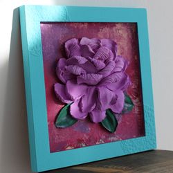 Rose, plaster flower art, sculpture painting, handmade home decor, original gift idea.
