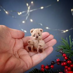 mini teddy bear ooak bear miniature collectible toy fluffy bear cut mini bear decor for dollhouse