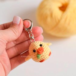 Duck keychain for backpack, duckling gifts, cute handmade keychain Mothers day gift by KnittedToysKsu