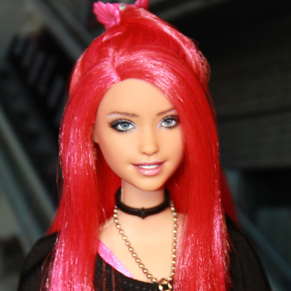 Barbie custom doll blue eyes pink hair