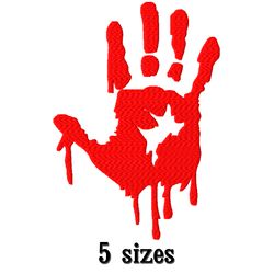 halloween embroidery design in the form of a bloody hand. embroidery machine design horror. digital download