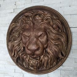 Lion head wall sculpture Wall hanging plaque lion head Wall decor lion head