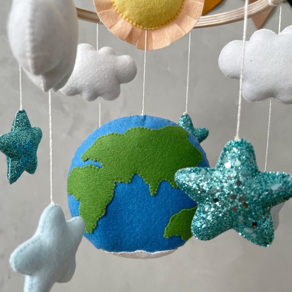 Spacemind Mobile Space baby mobile. Planet Earth mobile. Sky mobile. | Inspire Uplift