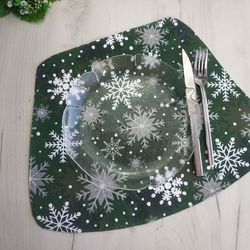 Wedge placemats set of 6, 4 or 2, Christmas place mats, christmas decorations for round table, snowflake placemats